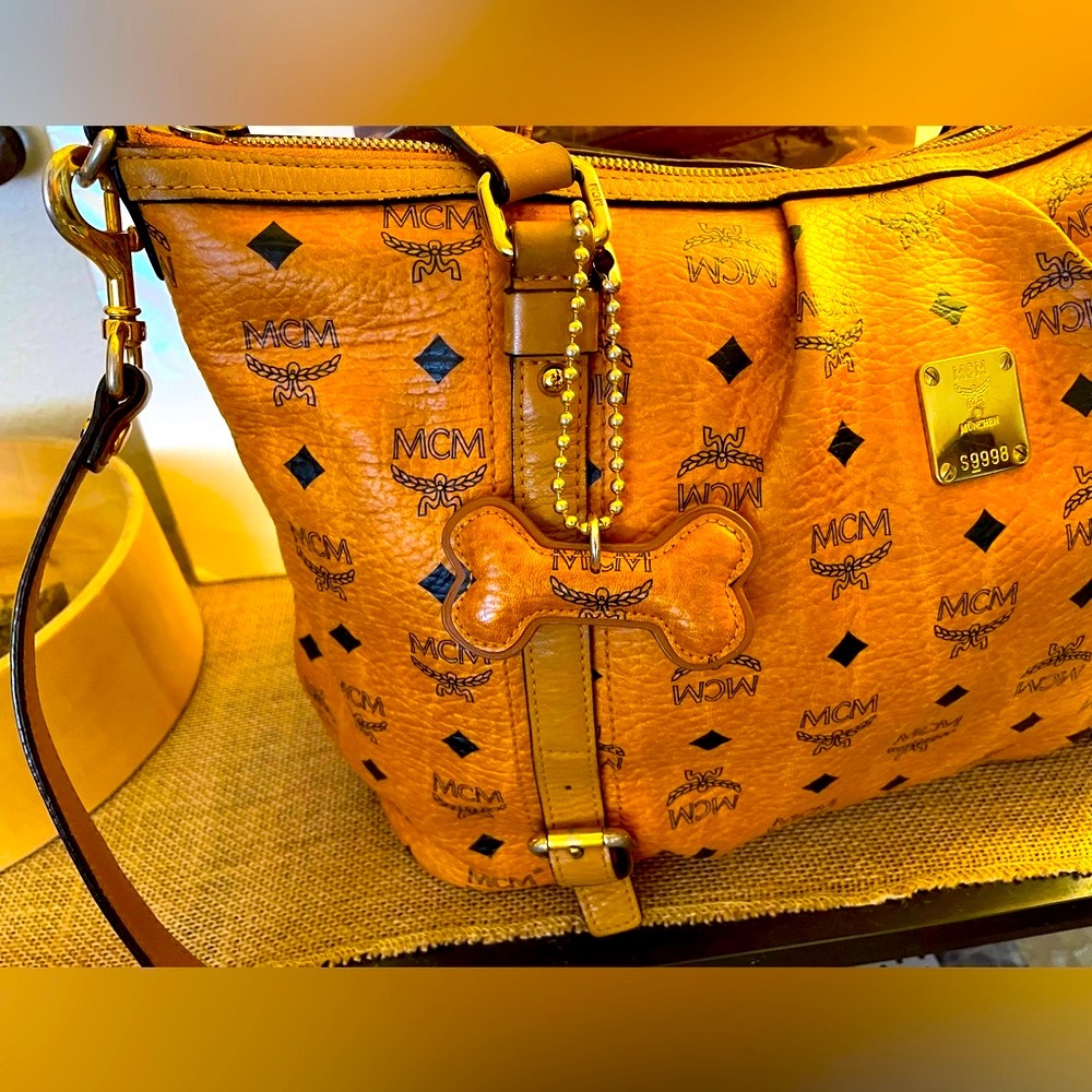 MCM Tan Leather Tote Bag